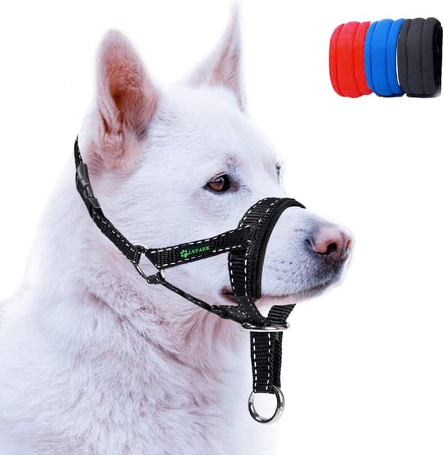 Detalle 2 de ILEPARK Dog Head Collar with Reflective Strap (Adjustable head halter) – Black, size M