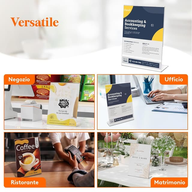 Detalle 2 de Lifewit 6 espositori porta depliant A4 in acrilico trasparente (30 x 21 cm), supporto a forma di L