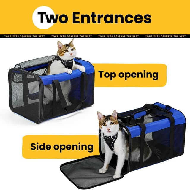 Detalle de Conlun Cat Carrier Bag (Soft-Sided, 4-Sided Mesh) – Collapsible airline-approved pet carrier up to 6kg, Blue