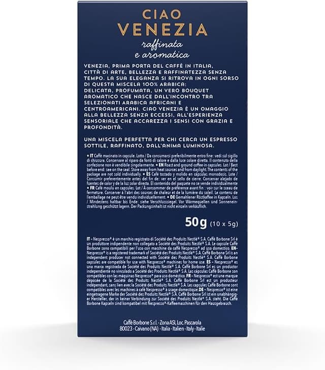 Detalle de Caffè Borbone Miscela Ciao Venezia – 100 capsule in alluminio (10 confezioni da 10), compatibili Nespresso*