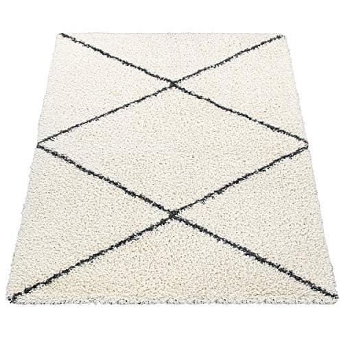 Thumbnail 4 de Paco Home Tapis Shaggy Losanges Crème 80x150 cm 🛋