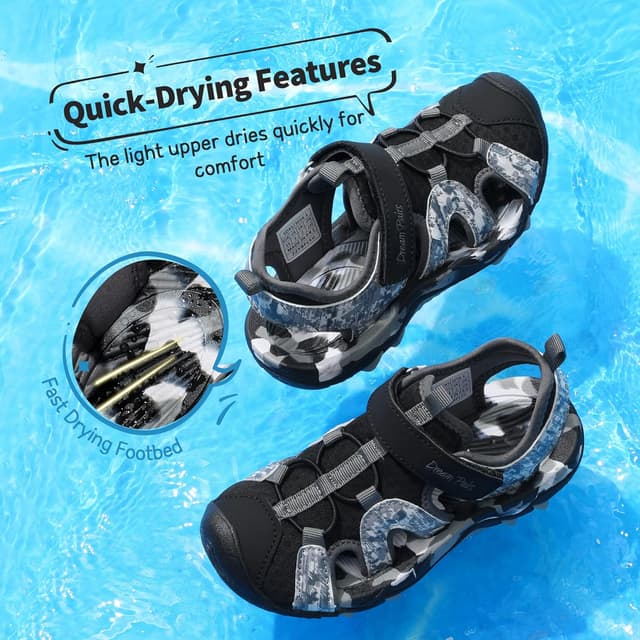 Detalle de DREAM PAIRS sandales de sport d’été pour enfants — semelles en caoutchouc et séchage rapide