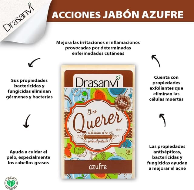 Detalle 2 de DRASANVI JABON AZUFRE 100g para acné