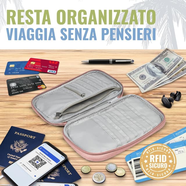 Detalle de BOACAY Porta passaporto per famiglia con RFID impermeabile (13x3.5x22.5 cm)