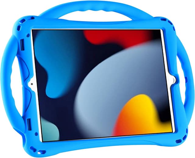 Detalle de TOPESCT iPad 10.2 case for Kids (9th/8th/7th Gen) with handle, strap & silicone kickstand (Blue)