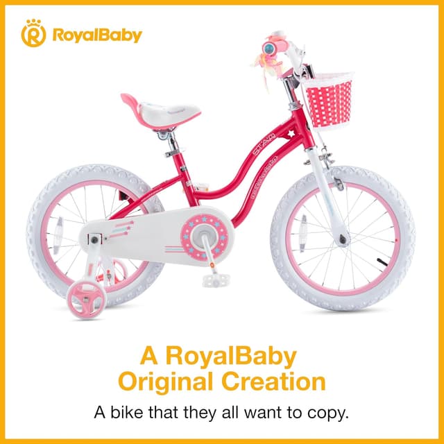 Detalle 2 de RoyalBaby Stargirl Girls Bike (14-Inch) with Training Wheels, Coral Red