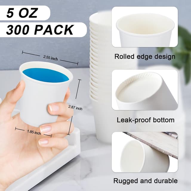 Thumbnail 5 de SIUQ 300-Pack 5 oz Paper Cups 🍵