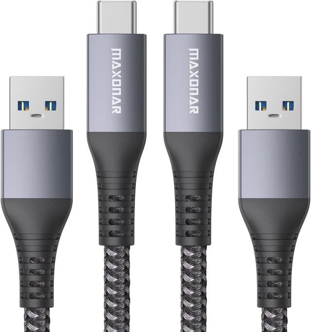 Detalle de Maxonar 2Pack USB C Charger Cable (USB 3.2 Gen 2, 10Gbps) for Android Auto, QC 3.0/PD Charging, 3M/10ft