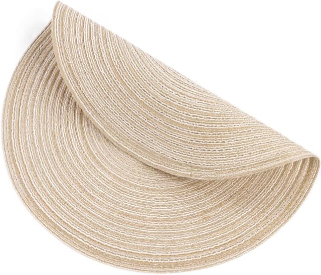Thumbnail 6 de SHACOS round braided placemats and coasters set of 6 (beige) – washable heat-resistant table mats