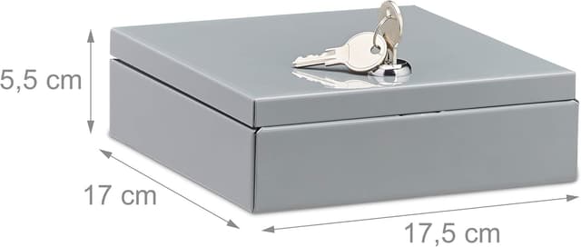 Detalle 2 de Relaxdays caisse à monnaie verrouillable gris