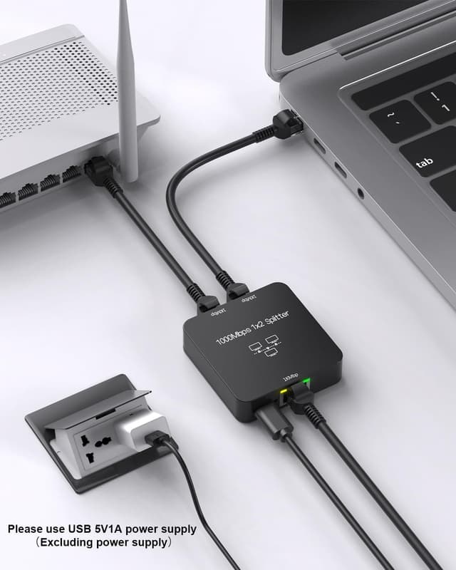 Detalle 1 de uhddadi Ethernet Splitter 1 to 2 Out 1000Mbps