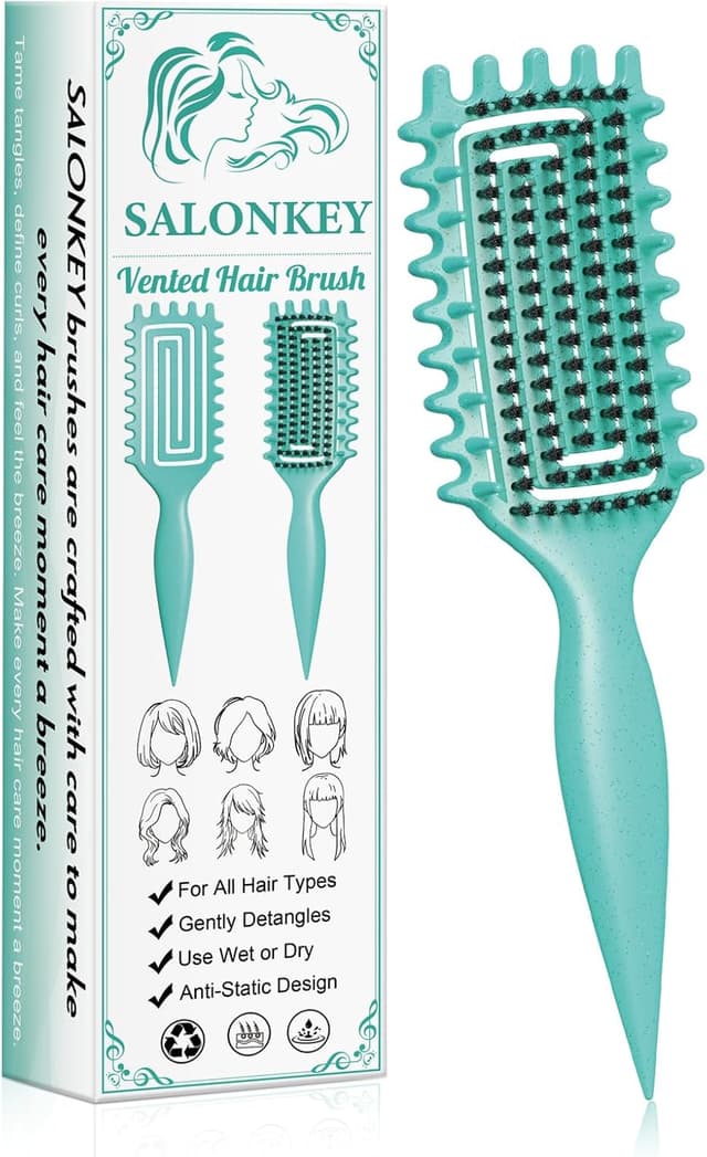 Detalle de SALONKEY Spazzola per capelli ricci districante e antistatica con impugnatura ergonomica