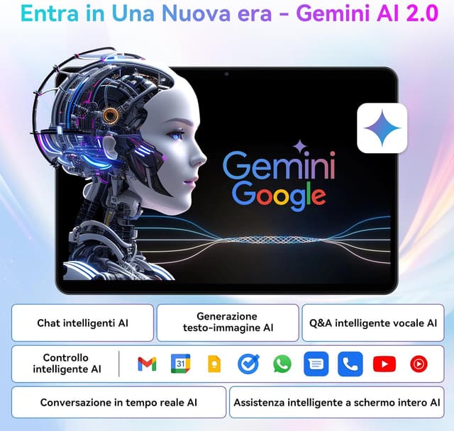 Detalle de TABWEE Android 15 tablette 10" 12 Go + 128 Go (2 To via TF) – 6000 mAh, 5G WiFi et Gemini AI