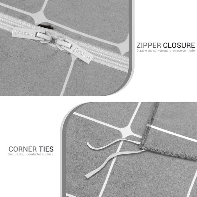 Detalle de Lazzaro King Size Duvet Cover Set (Premium Microfibre, Reversible) with Zipper Closure