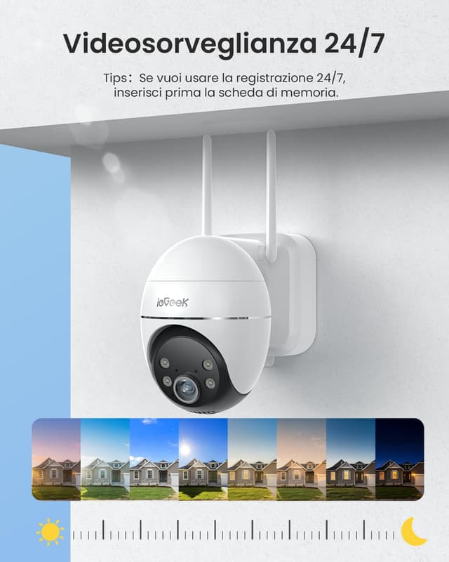 Detalle 2 de ieGeek S7 telecamera 2K Wi-Fi solare 360°