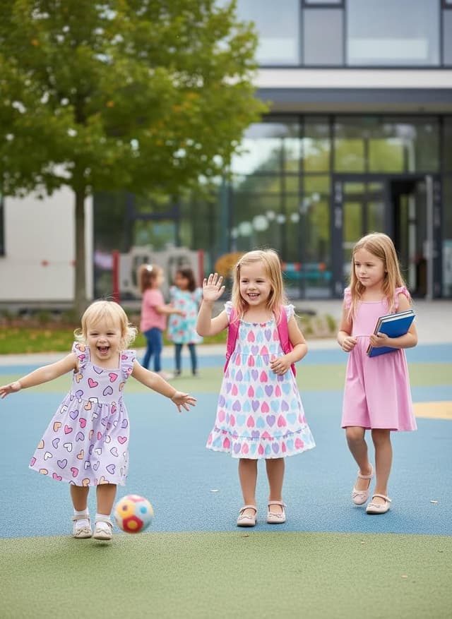 Detalle de PATPAT Multipack Girl Toddler Dresses (Heart Prints, Flamingo Stripes, Sleeveless)