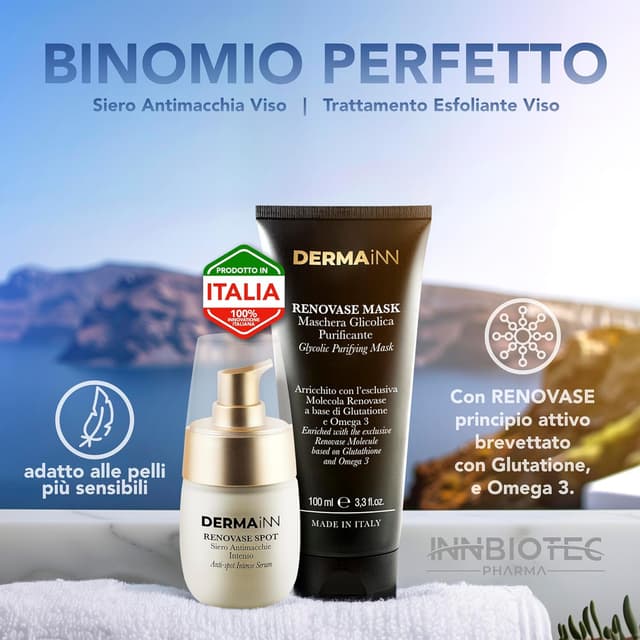 Detalle 2 de Kit Esfoliante Viso & Siero Antimacchia Renovase Mask + Renovase Spot con Acido Glicolico e Ialuronico