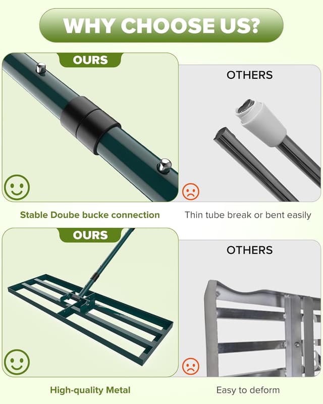 Detalle 2 de Lawn Leveling Rake with 78" handle – 30" x 10" Levelawn leveller for gardens and sports ground