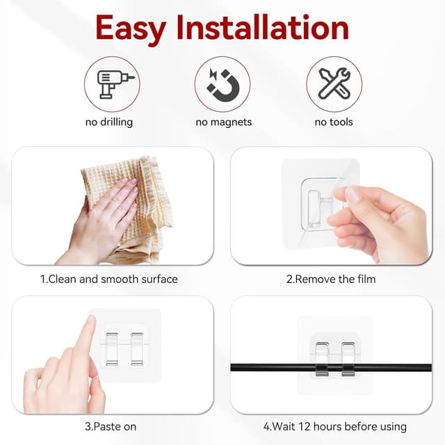 Detalle de Latoxcaa 50pc Outdoor Light Hooks – strong adhesive sticky hooks for fairy light clips & cable organising