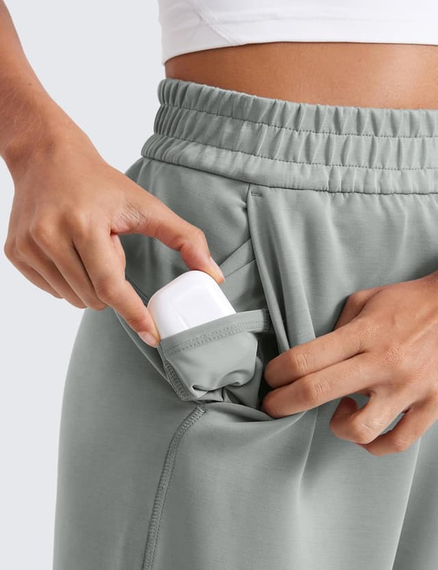 Detalle de Pantaloni donna CRZ YOGA SoftAura a gamba dritta casual con tasche e coulisse interna (71/76/81 cm)