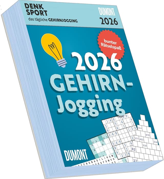 Detalle de DUMONT Gehirnjogging 2026 – Tagesabreißkalender 15 x 21 cm mit Rätseln (313 Seiten)