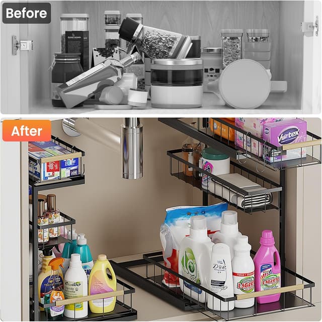 Detalle 2 de Aekenr 3-Tier Under Sink Organizer & Pull-Out Storage (2-Pack) for Kitchen & Bathroom Cabinets