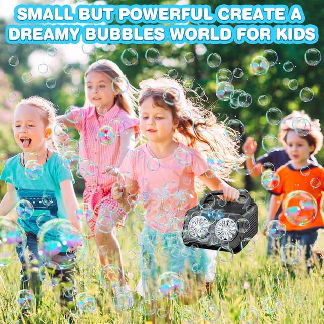 Detalle 2 de Macchina bolle di sapone bambini automatica con 26 bacchette rotanti – spara bolle automatico (nero)