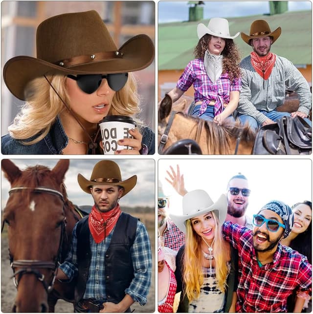 Thumbnail 6 de Aomig 3-piece cowboy hat fancy dress set with paisley bandanna and heart sunglasses