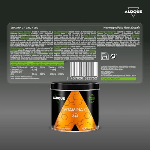 Thumbnail 5 de ALDOUS Vitamina C 1000 mg con Zinc y Q10, 400 comprimidos 💊