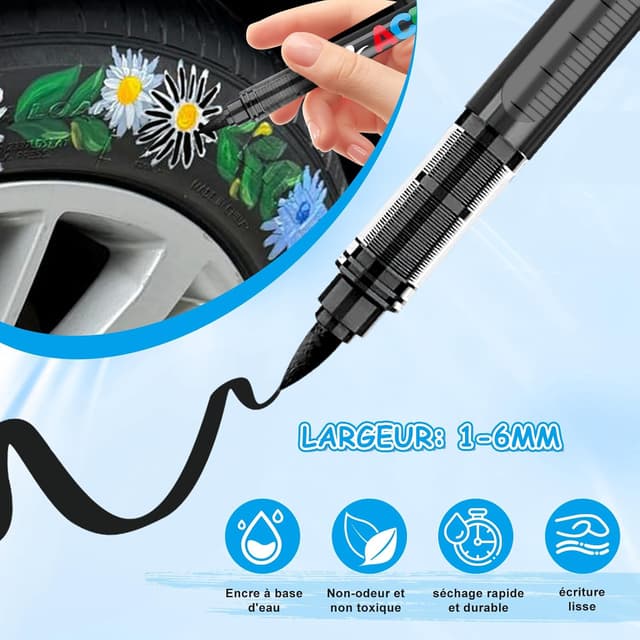 Thumbnail 6 de VAKKI 12 PCS Negro rotuladores acrílicos 1-6 mm