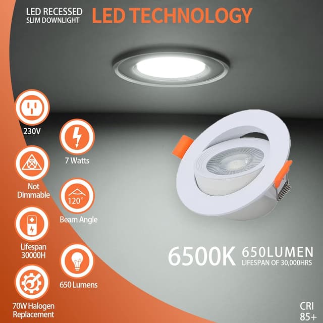 Thumbnail 3 de VTERLY Focos LED 3 Pack 7W Empotrables