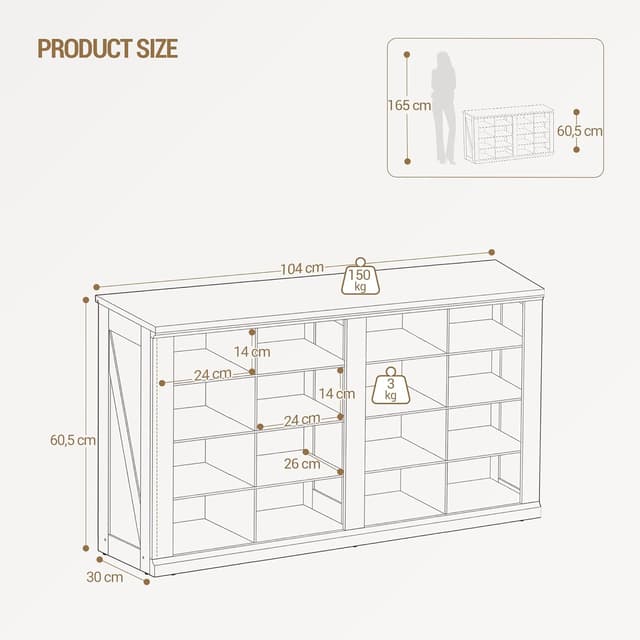 Thumbnail 1 de Hzuaneri Banc à Chaussures 16 Compartiments blanc SB24603X