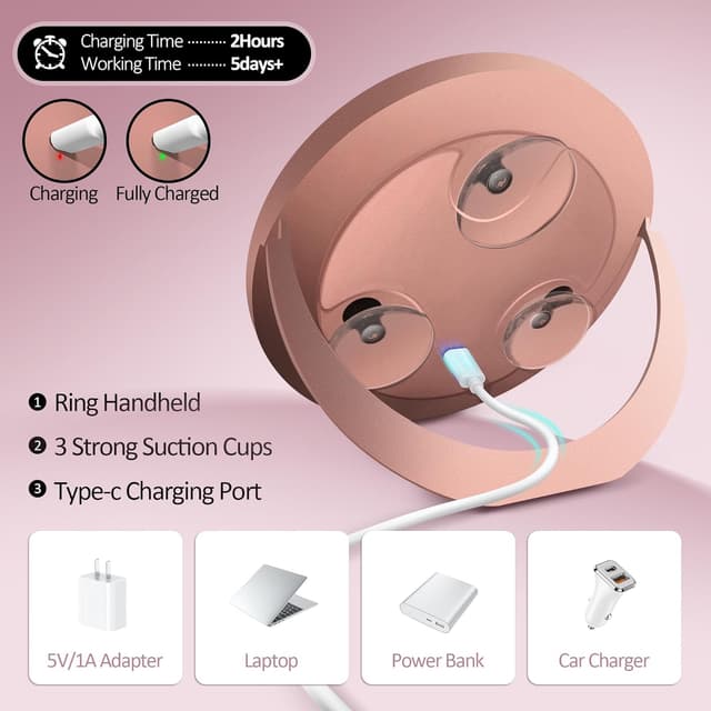 Thumbnail 6 de MOMOKUBA Vergrößerungsspiegel mit Saugnapf, 30-fach & Beleuchtung (Roségold)