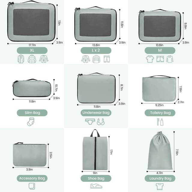 Detalle 2 de Prezon Packing Cubes 10 set for travel