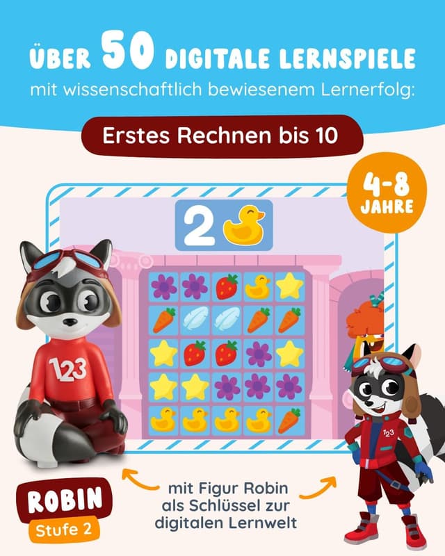 Thumbnail 1 de Edurino Figur Robin Erstes Rechnen bis 10 (Stufe 2) ab 4 Jahren inkl. App – digitales Lernspiel