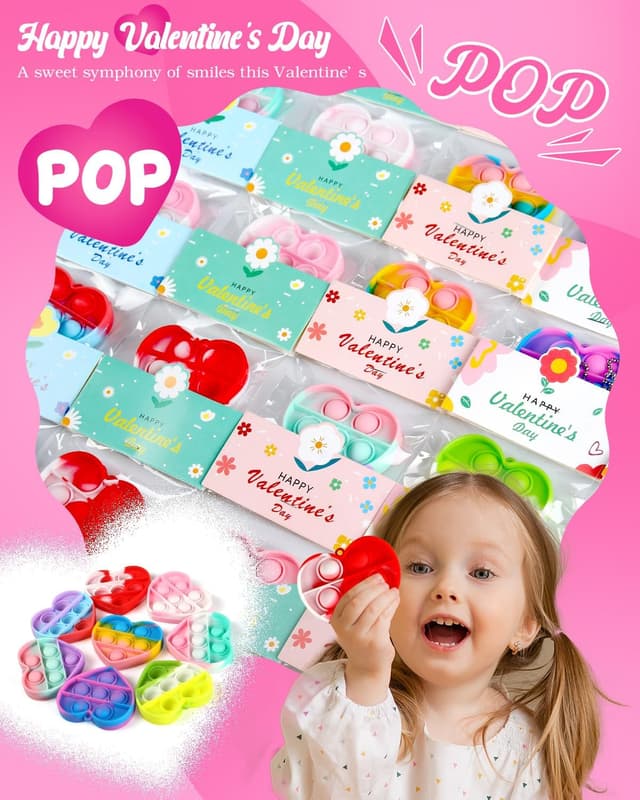 Thumbnail 5 de Jinsome Heart-Shaped Pop Fidget Toys 32 pack