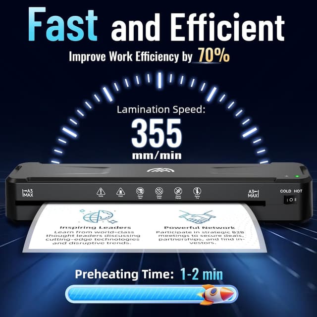 Detalle 2 de A3 Laminator Machine with 30 Laminating Sheets, Fast Warm-Up No Jam Laminator, 11x17 Cold & Thermal Laminating Machine for Home School Office
A3 Laminator Machine with 30 Laminating Sheets, Fas…