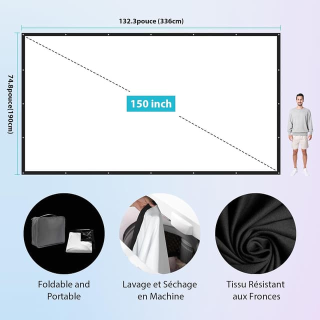Thumbnail 5 de LEORFI 150" écran projection 16:9 📽