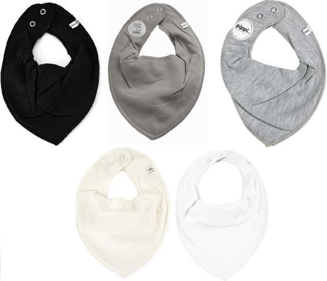 Detalle de Pippi Bandana Bib – Solid (lot de 5) : 5 bandanas à bavoir solides pour bébé