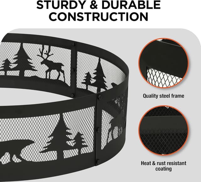 Thumbnail 2 de Red Mountain Valley 36 Inch Fire Pit Ring with Forest Wildlife Design