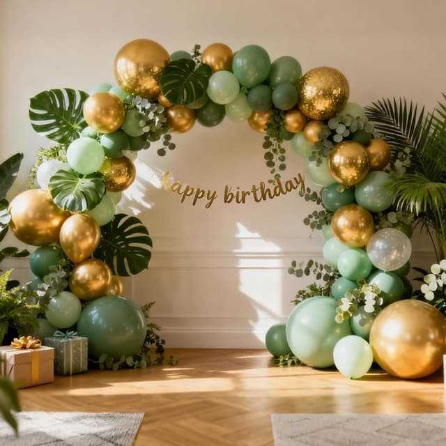 Detalle 2 de RUBFAC 154-Piece Metallic Gold Balloon Arch Kit (18, 12, 10, and 5 inch)