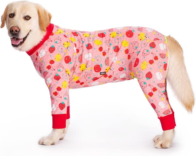 Detalle de BT Bear Large Dog Clothes Elastic Pet Onesie – surgery recovery suit and everyday jumpsuit (5XL, Pink fruit)