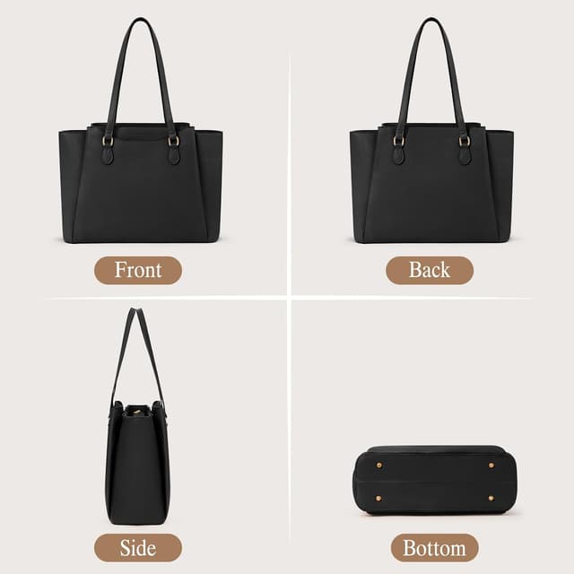 Thumbnail 6 de RAINSMORE Handtasche Damen 15,6 Zoll Shopper Tote Bag mit Clutch – PU-Leder Laptoptasche für Business, Schule & Arbeit