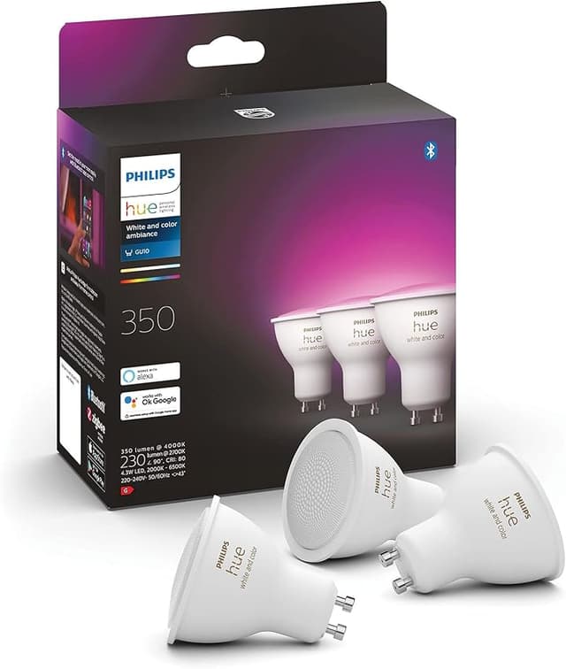Detalle de Philips Hue GU10 - Pack de 3 Bombillas LED Inteligentes
