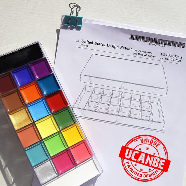 Thumbnail 6 de UCANBE Körperfarben-Set mit 20 Farben, 24 Schablonen und 2 Pinseln für Halloween & Karneval