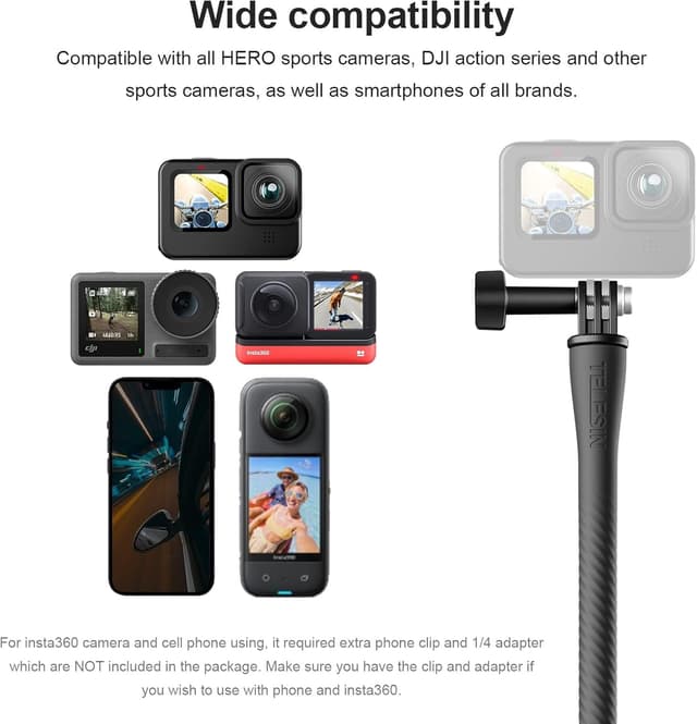 Thumbnail 6 de TELESIN Flexible Selfie Stick for Action Cameras