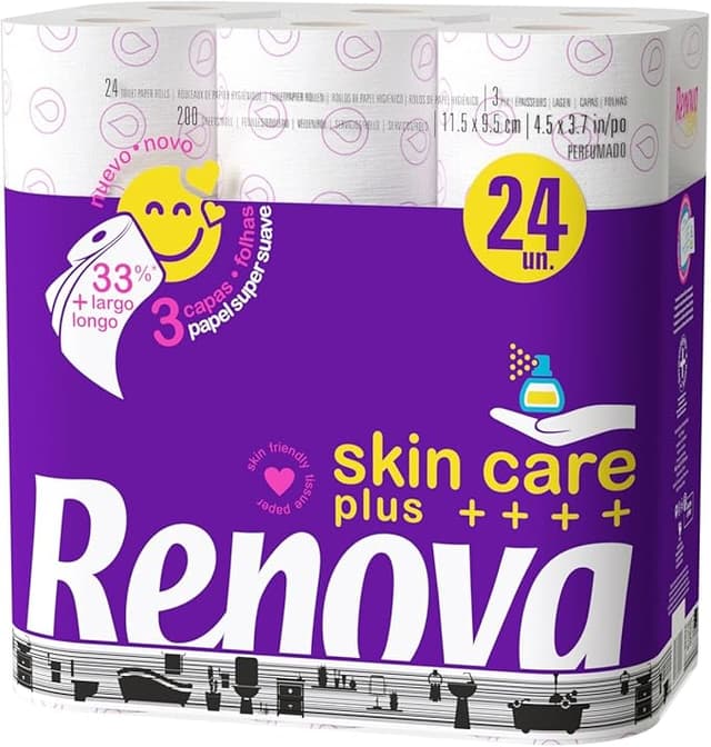 Imagen de Renova Skin Care Plus Papel Higiénico Perfumado 24 Rollos 🧻 en OfertitasTOP