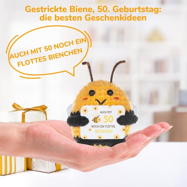 Detalle de WenmthG Pocket Hug Positive Biene Glücksbringer zum 50. Geburtstag – 1 Stück