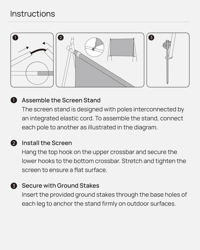 Detalle de XGIMI Outdoor Portable Projector Screen 70" (foldable, lightweight) for Horizon/Mogo/Halo+ long-throw projectors