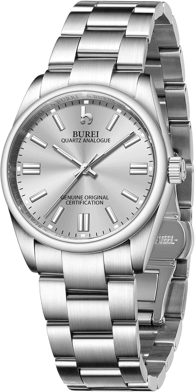 Detalle de BUREI Damen-Armbanduhr analog Quarz mit 316L-Edelstahlband (36 mm) – Business & Kleid